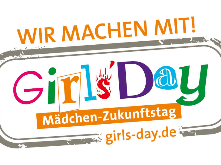 Logo des Girls' Day mit dem Schriftzug 'Wir machen mit!'