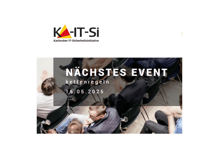 Werbebanner der Karlsruher IT-Sicherheitsinitiative für das nächste Event am 15.05.2025