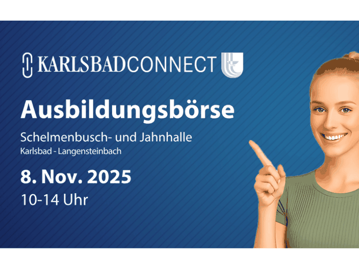 Schülerin auf Plakat der KarlsbadConnect Ausbildungsbörse am 8. November 2025